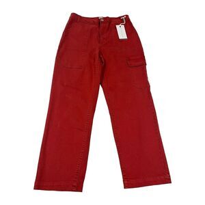 Risen High Rise Cargo‎ Boyfriend Jeans Women's Straight Leg Brick Size 11/30 NWT